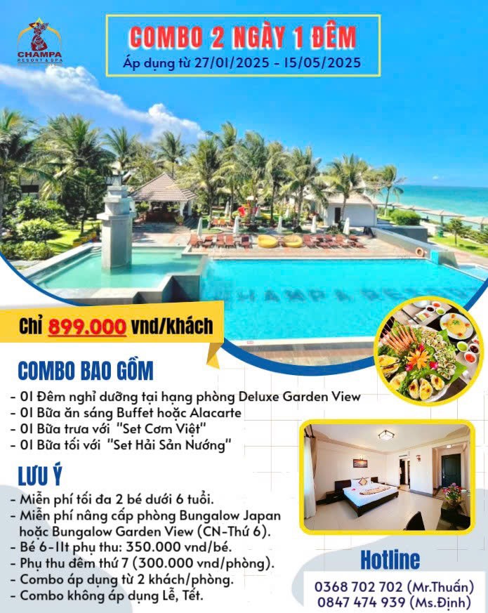 2-DAY 1-NIGHT GETAWAY COMBO – ONLY 899,000 VND/PERSON!